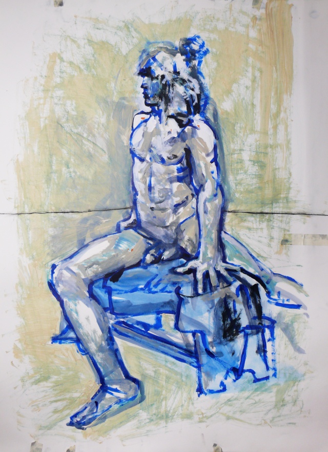 Classical male nude seated